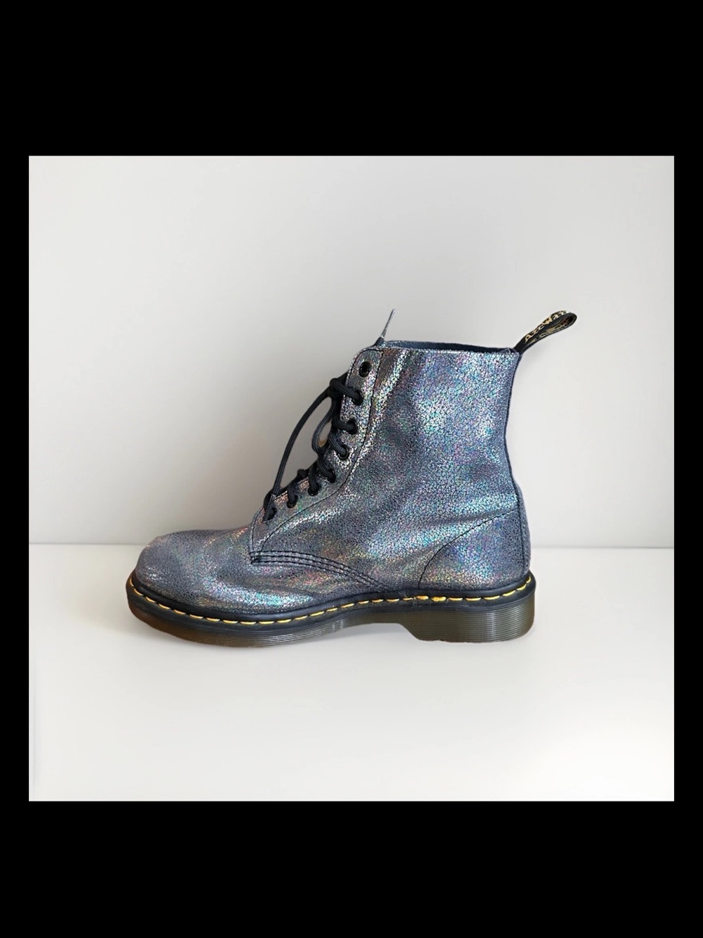 Dr Martens 1460 Pascal Blue Sparkly Metallic Leather Boots Womens 10 EU 42